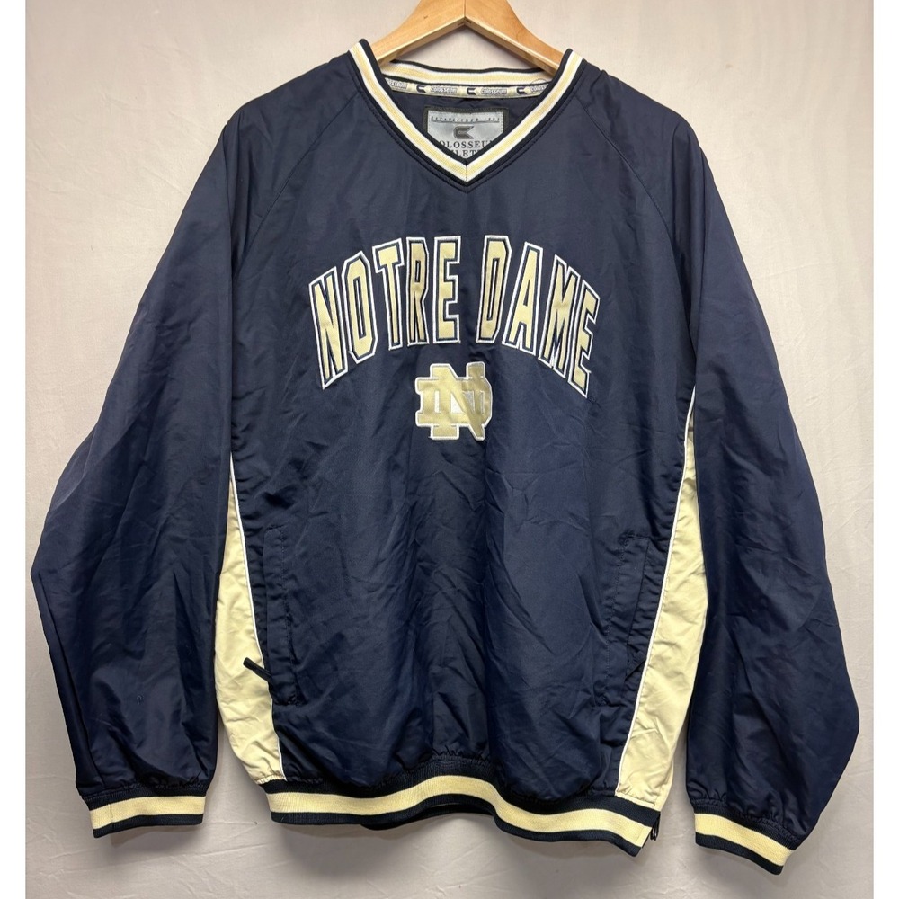 Notre‎ Dame Jacket Fighting Irish Colosseum Athletics Mens Blue Logo Vintage